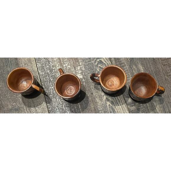 Vintage Hand Carved Teak Wood Tea Pot Pitcher Set w/ 4 cups Lid - Very Nice! - Picture 7 of 9